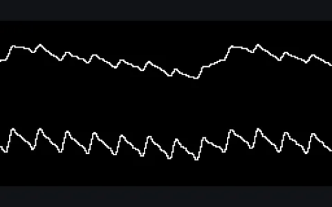 The oscilloscope: left and right waveforms under the playhead