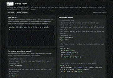 The horse race game's page in the X_eTaL games catalog