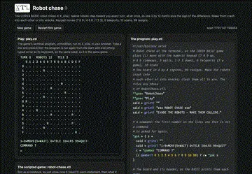 The robot chase game's page in the X_eTaL games catalog