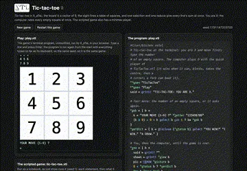 The tic-tac-toe game's page in the X_eTaL games catalog