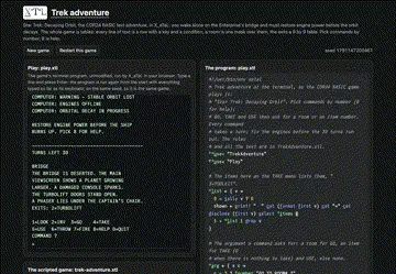 The Trek adventure game's page in the X_eTaL games catalog