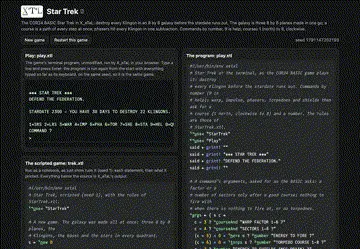 The Star Trek game's page in the X_eTaL games catalog