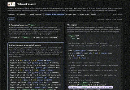 A network written as one line, and the function the macro wrote for it